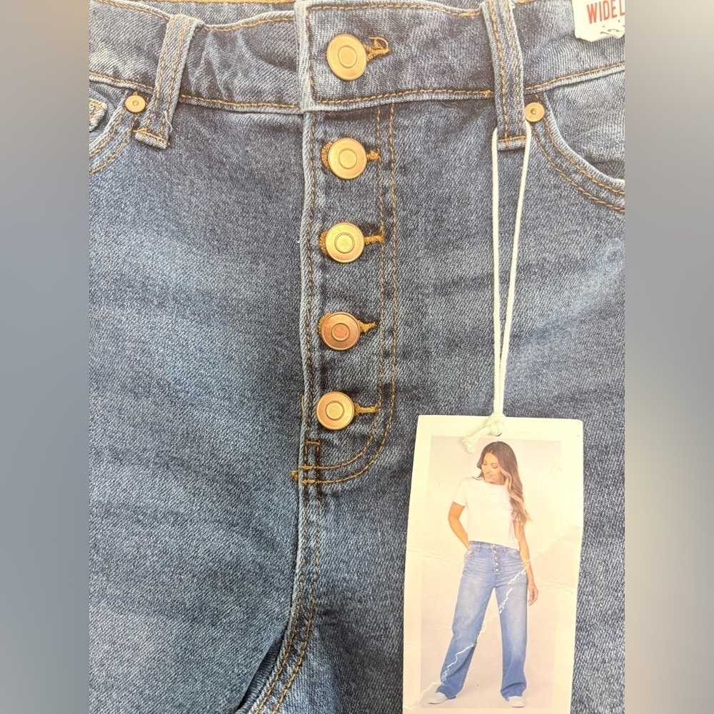 Celebrity Pink Blue Flare Wide Leg Jeans - Picture 7 of 11